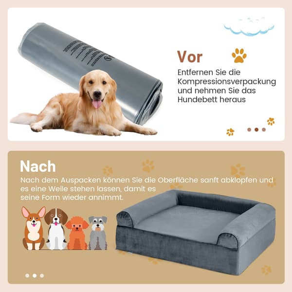 Ortopædisk hundeseng til gigt, vaskbart betræk, grå