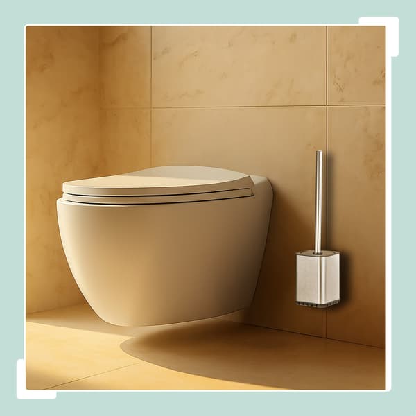 Litteä wc-harja seinätelineellä