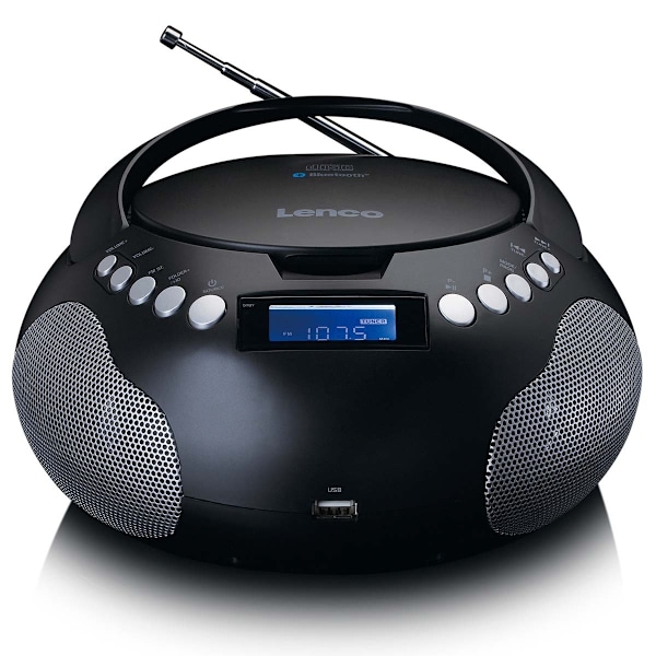 Bærbar radio CD/MP3 med USB og Bluetooth Sort
