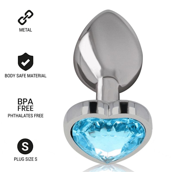 Intense - Aluminium Metal Anal Plug Blue Heart Størrelse S