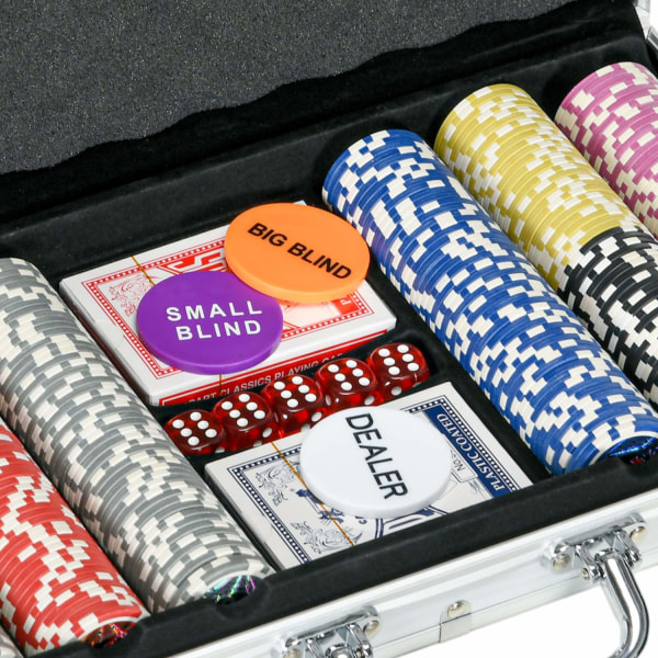 Poker Case Sæt 300 Chips 11,5G Komplet Poker Sæt Lås 2 Decks 5 T