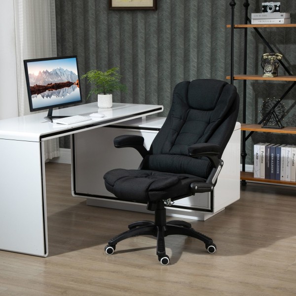 Kontorstol Højdejusterbar Skrivebordsstol Ergonomisk Skum Pp Plast Hørlignende Polyester Sort 65 X 72 X 100-120 Cm