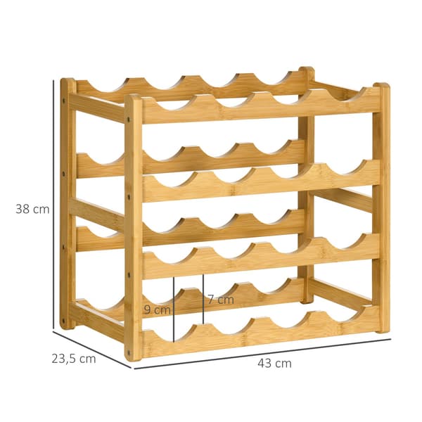 Viiniteline Pulloteline Bambu Luonnonpuuta 16 Pulloa 43X23.5X38Cm