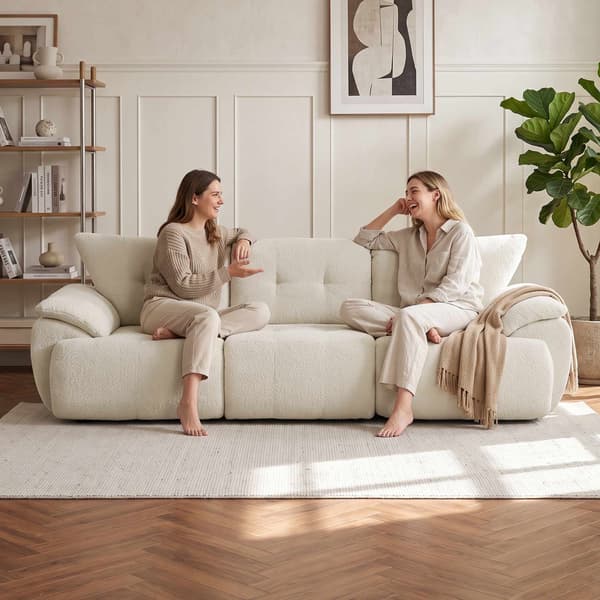 3-sits chenillesoffa, ramlös, extra breda sitsar
