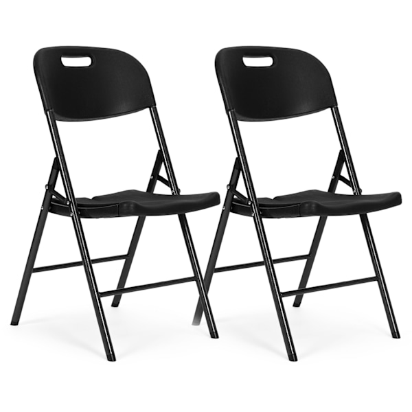 2 kpl kokoontaittuvia tuoleja, catering-setti, metalli, HDPE, musta, ModernHome