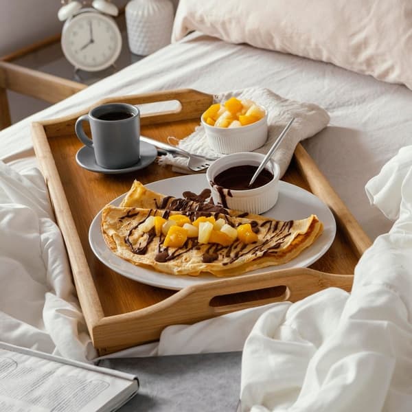 Hopfällbart Frukostbord i Bambu