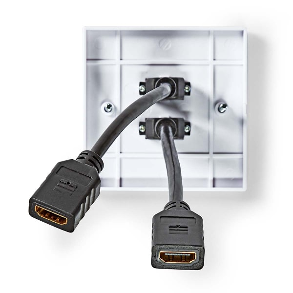 HDMI™ Vægboks | 2x HDMI™ Female | 4K@60Hz | HDMI™ Hun | Sort | 18 Gbps | Guldplateret | Konvolut