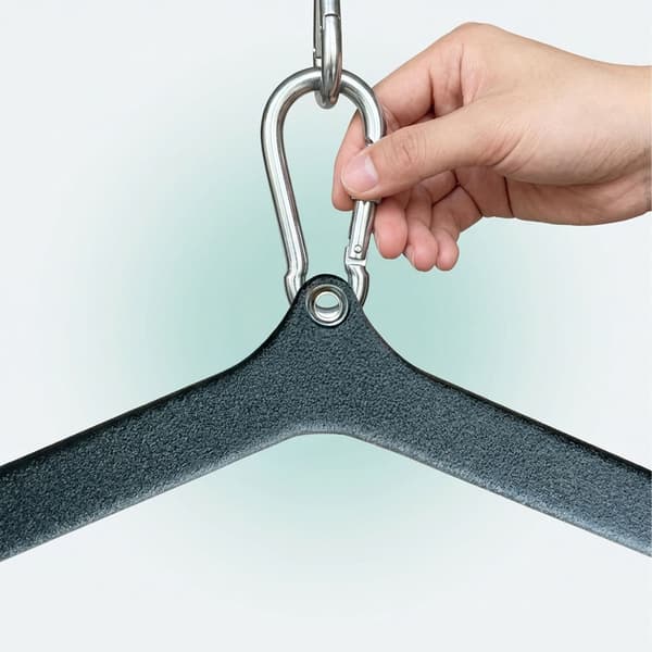 Lat Pulldown-stänger, set om 5 med stål-V-grepp, PVC-belagda, svarta