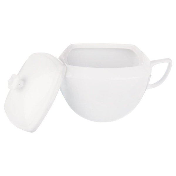 Porcelænsvase med låg og hank til supper, klassisk design