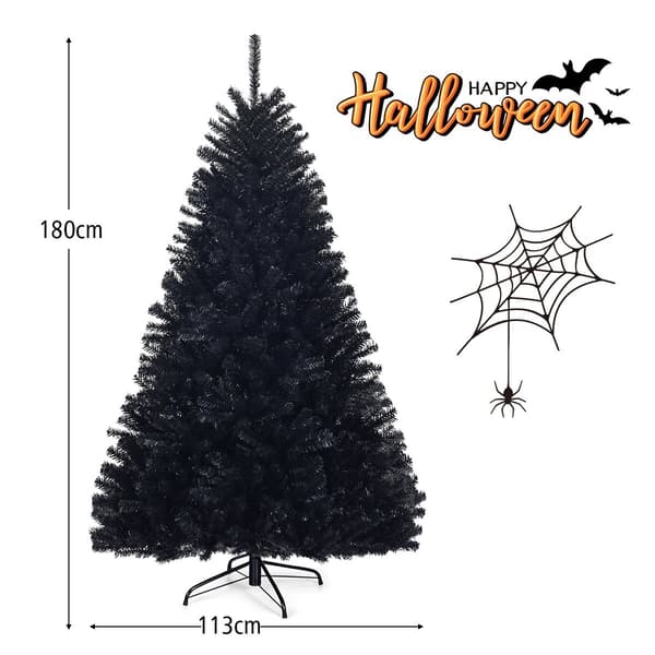 Sort PVC Halloween juletræ, 180 cm, foldbart