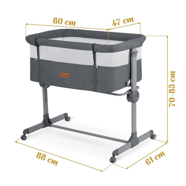 Sammenfoldelig rejse-babyseng med co-sleeper-funktion