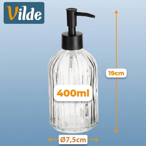 Glastvåldispenser, 400 ml – Transparent, räfflad design