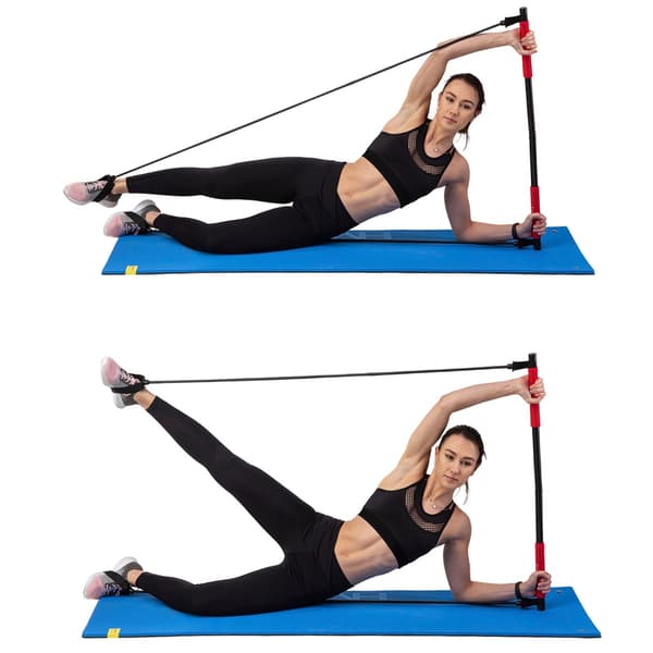 Multifunktionel pilatesstang med modstandsbånd