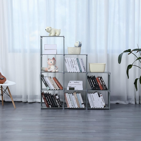 Herzberg 9-lags trappehylde Bogskab Opbevaringsstativ - 125x125 cm Grå