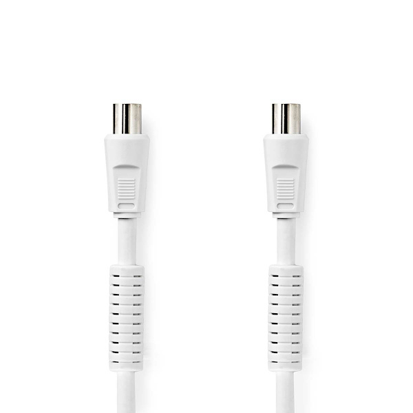 Koaxialkabel | IEC (Koax) Hane | IEC (Koax) Hona | Nickelplaterad | 120 dB | 75 Ohm | Fyra skydd | 2.00 m | Rund | PVC | Vit | Label