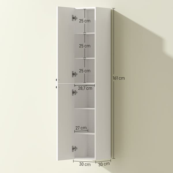 Væghængt Badeværelsesskab, Hvid MDF, 161 cm
