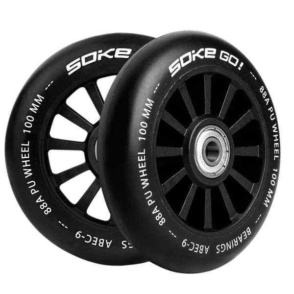 Sorte hjul til scooter 100 mm - 2 stk
