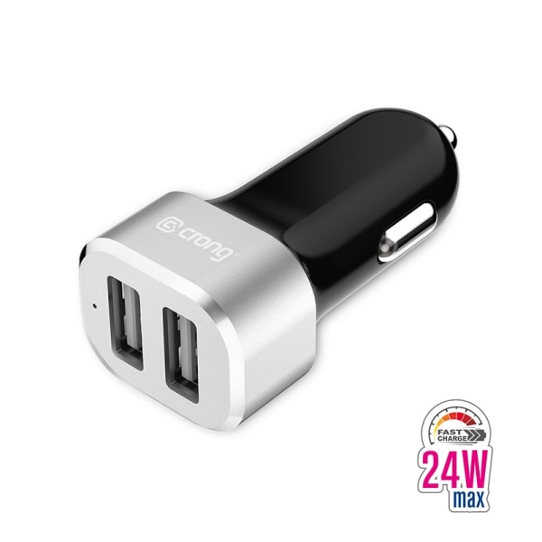 Crong Power billaddare 24W med dubbel USB-port (aluminium)