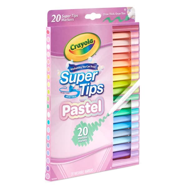 Pastel Supertips tuscher, 20 vaskbare farver til børn