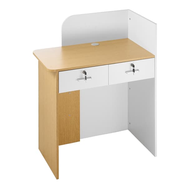 Receptionsdisk 80 cm, LED-lys, 2 skuffer, stikkontakter