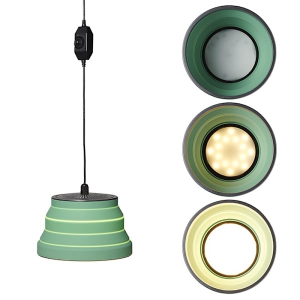 Riippuva LED-lamppu kokoontaitettava silikonivihreä Ø15cm