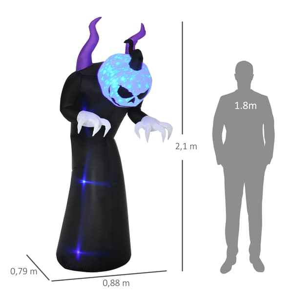 Uppblåsbart Halloween-spöke med pumpahuvud, LED-ljus