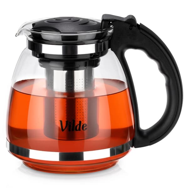 Glastekande med tekande i rustfrit stål, 1,5 l