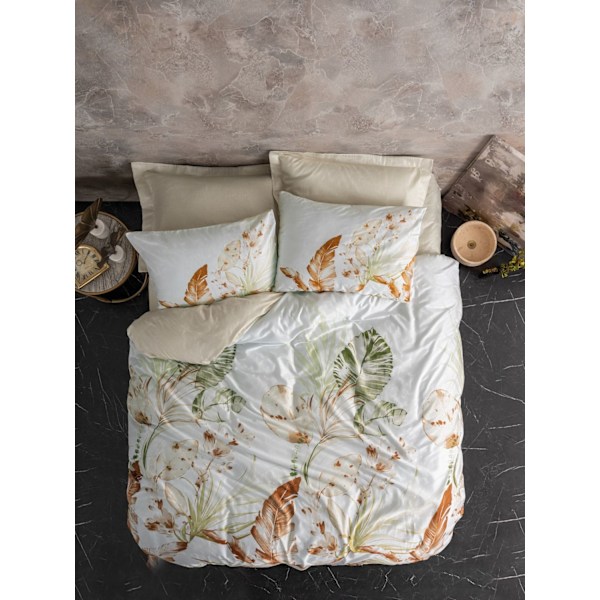 Satin Dobbelt Dynebetræk Sæt Luster - Beige