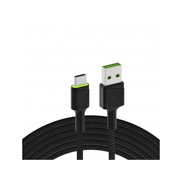 Green Cell Cable Ray USB-A - USB-C Grøn LED 2m QC 3.0 hurtig opladning