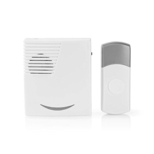 Trådløst Dørklokke Sæt | Batteri | 3 V DC | 1x CR2032 | Volume: 80 dB | Signalområde: 300 m | IP44 | 36 Melodier | 1 Modtager | Grå / Hvid