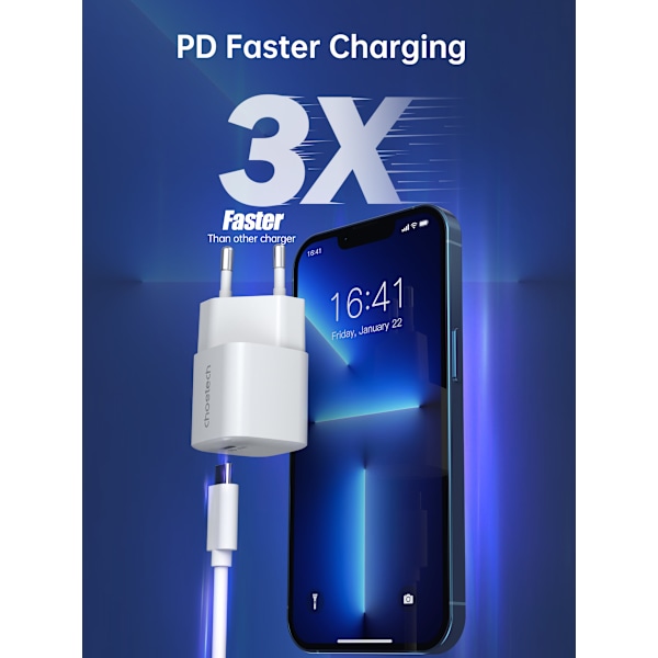 GaN USB-C PD 30W vægoplader hvid