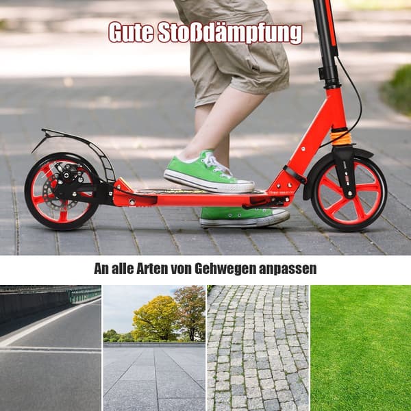Justerbar sparkescooter til børn, foldbar, rød