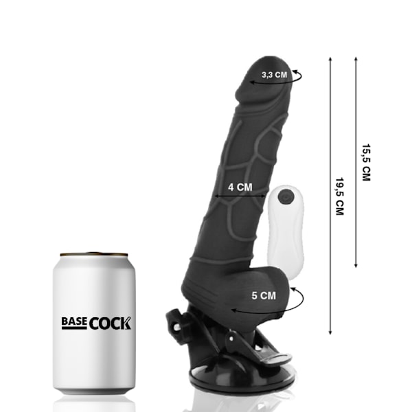 Basecock - Realistic Vibrator -kaukosäädin musta kiveksillä 19,5 cm -O- 4 cm