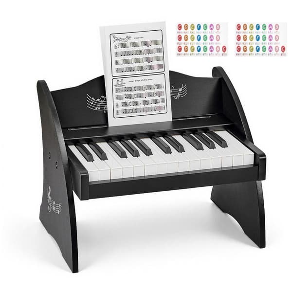 Barnpianokeyboard, 25 tangenter i trä, USB-C dubbelström, svart