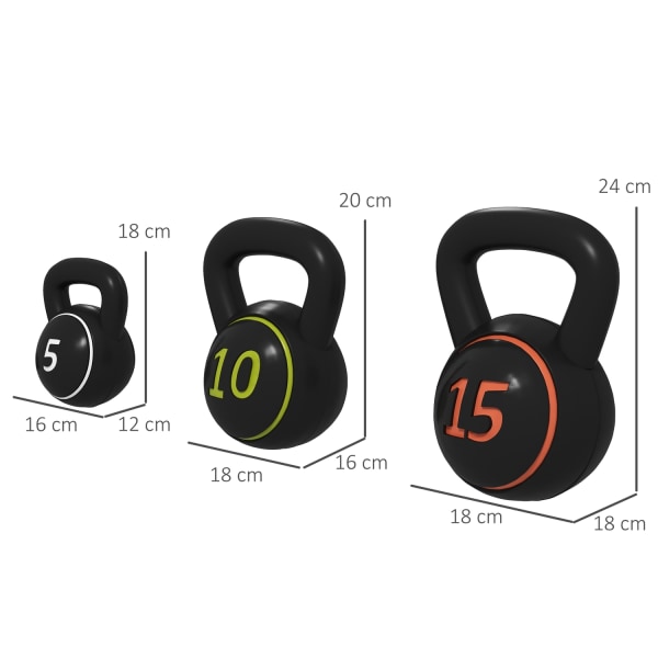 Kahvakuula, 2,2Kg, 4,5Kg, 6,8Kg Kahvakuula, 3 Pallopainosarja Voimisteluon, Voimaharjoitteluun, Musta