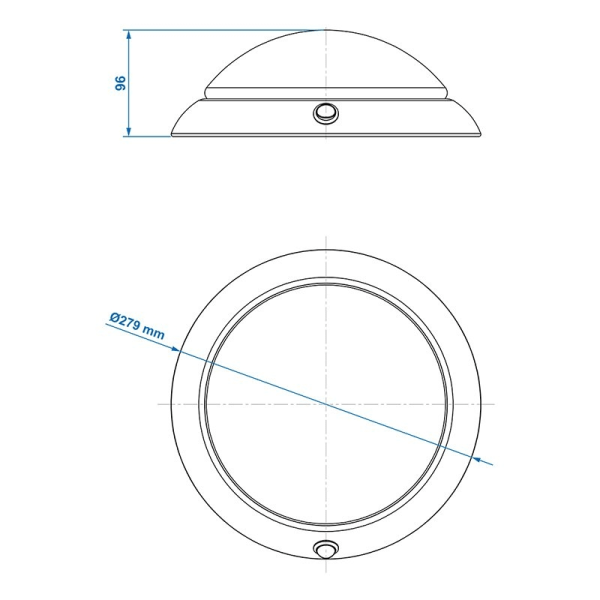 Loftslampe / Overflademonteret armatur 24-leds 12V 590lm Ø280x85