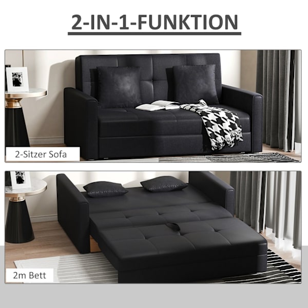 2-Sits Bäddsoffa Med Sängfunktion & Förvaringsutrymme, Ryggkudde, Polycotton, Trä, Kolgrå, 152X101X81Cm