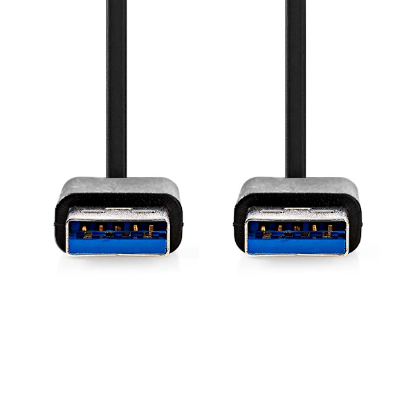 USB-kabel | USB 3.2 Gen 1 | USB-A Han | USB-A Han | 5 Gbps | Nikkelplateret | 2.00 m | Runde | PVC | Sort | Box