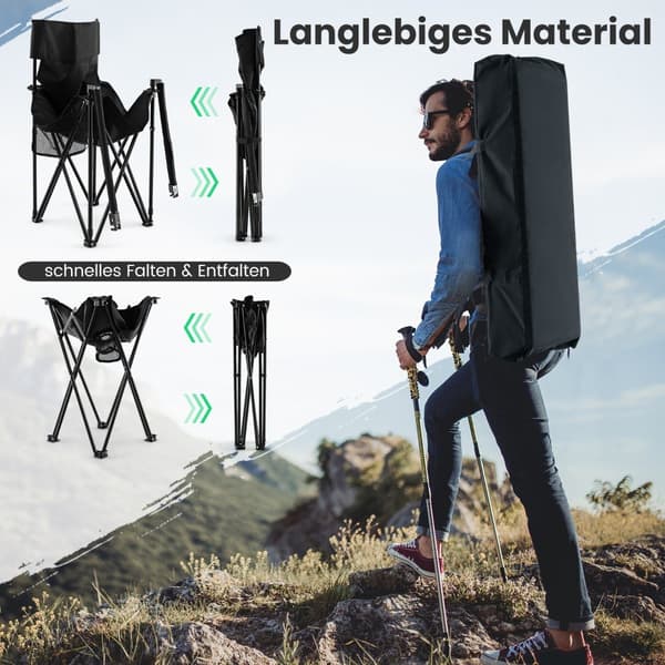 Overdimensionerede campingstole med bord & 2 drinksholdere & opbevaringspose foldestole