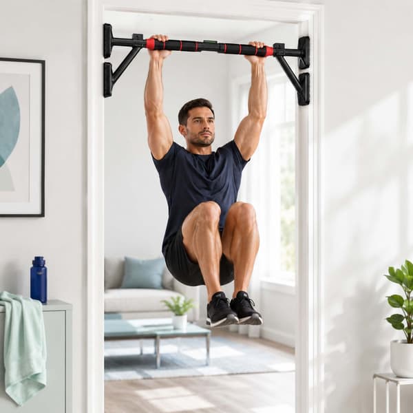 Justerbar pull-up-stång för dörröppning, 87–100 cm, svart/röd