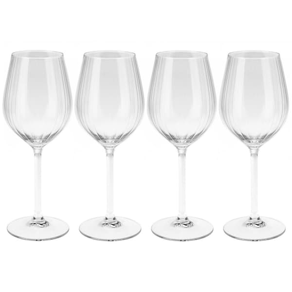 Sæt med 4 vinglas, 380 ml, ribbet design