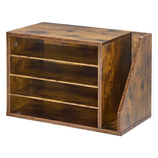 Litteraturorganisator, MDF-postsorterer med 4 rum, brun