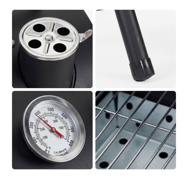 Bärbar kolgrill med termometer och skorsten