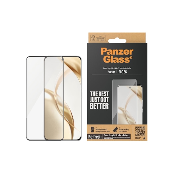 PanzerGlass - Skärmskydd för mobiltelefon - ultra-bred passform, böjda kanter - glas - ramfärg svart
