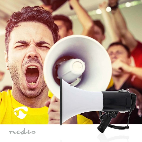 Megafon | Maximal räckvidd: 1500 m | Maximal volymkontroll: 120 dB | Löstagbar mikrofon | Inbyggd siren | Bluetooth® | Inspelningsfunktion | USB-uppsp