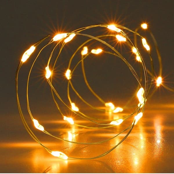 Julebelysning på guldtråd med 20 varmhvide LED-lys