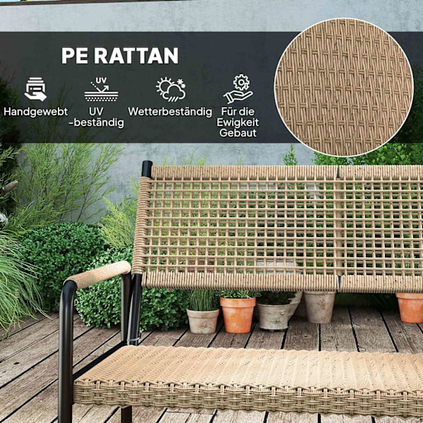 Havemøbelsæt af polyrattan loungesæt med 2 sofastole glasbordhynder vejrbestandig siddegruppe til 4 personer udendørs altanmøbelsæt havemøbler til hav