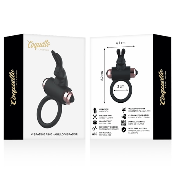 Coquette Chic Desire - Cock Ring Med Vibrator Sort/ Guld