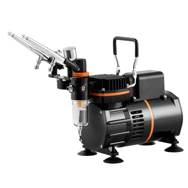 Airbrush-sæt med dobbelt ventilatorkompressor, 3 airbrush-sprøjter