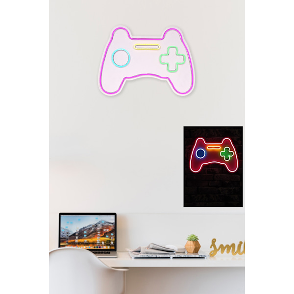 Dekorativ LED-belysning i plast Play Station Gaming Controller - Rosa